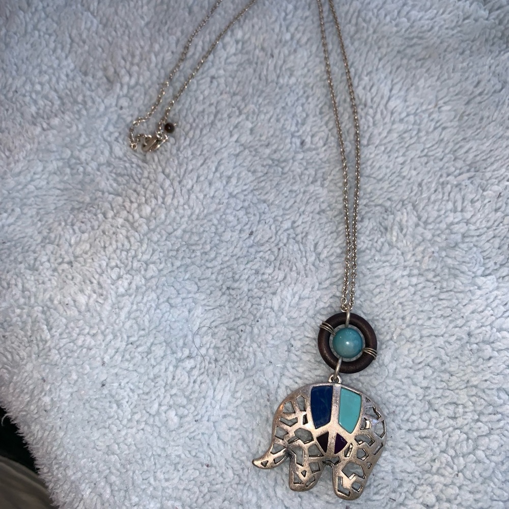 2/$15 Xc elephant necklace blue
